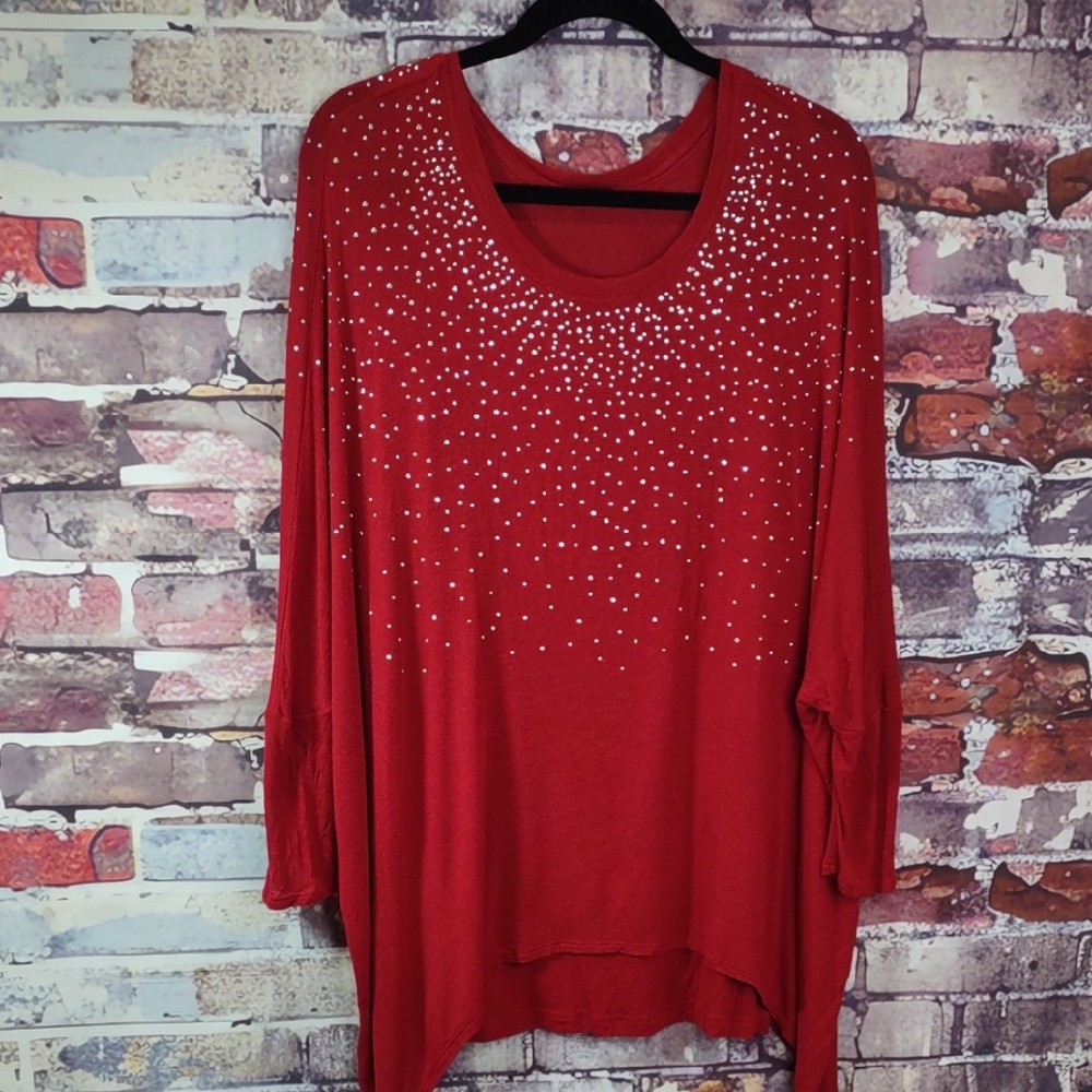 Chelsea & Theodore Embellished Stretch Knit Layered Tunic